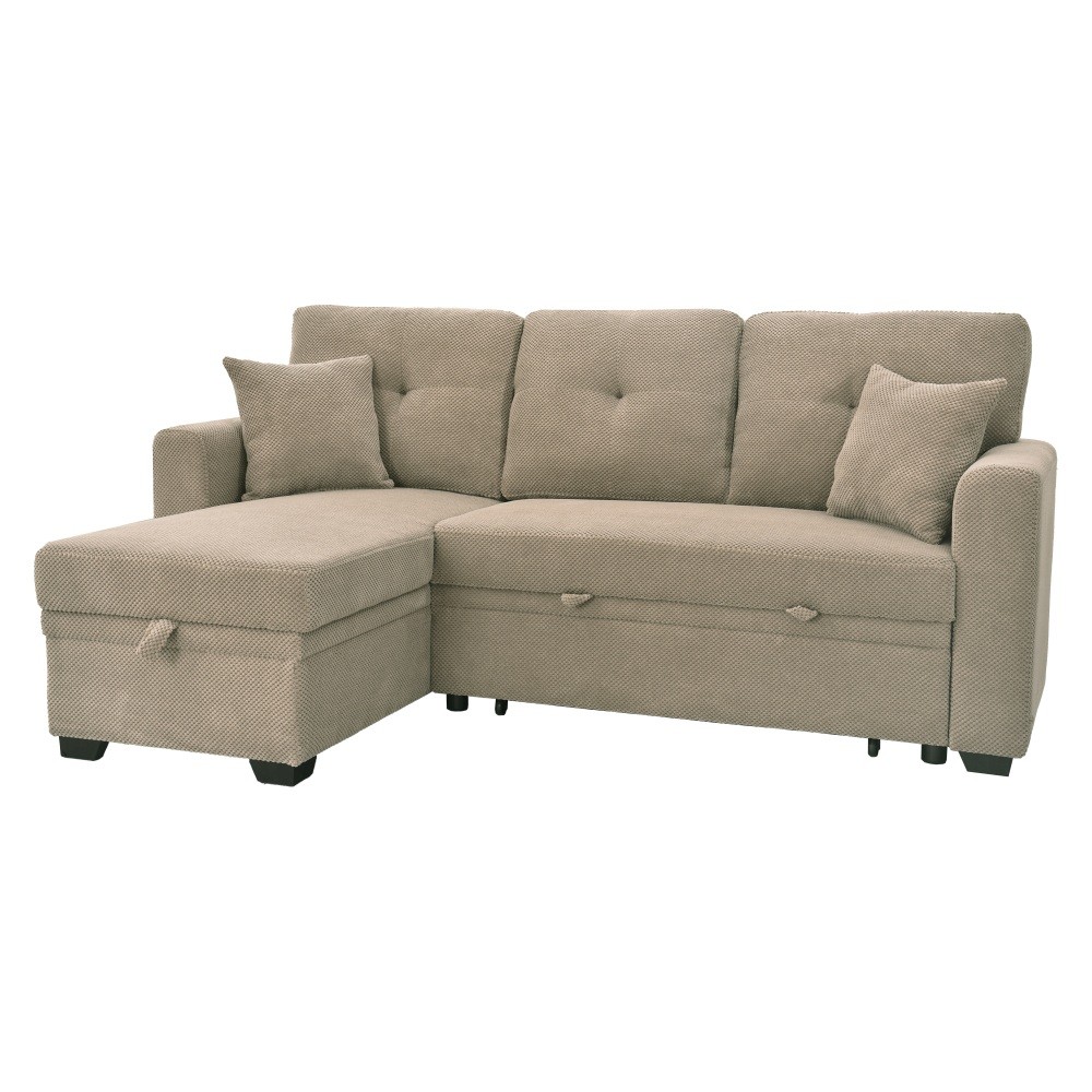 L-Shaped Sofa Sectional Loveseat Couch Convertible Sleeper Sofa w/Pull-Out Bed
