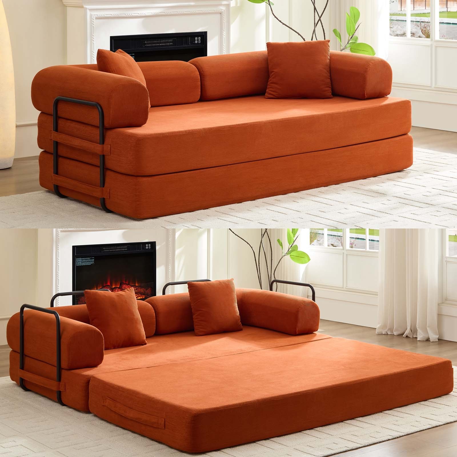 Zafly Queen Size Folding Sofa Bed,Futon Sofa Bed,Convertible Floor Sleeper Sofa
