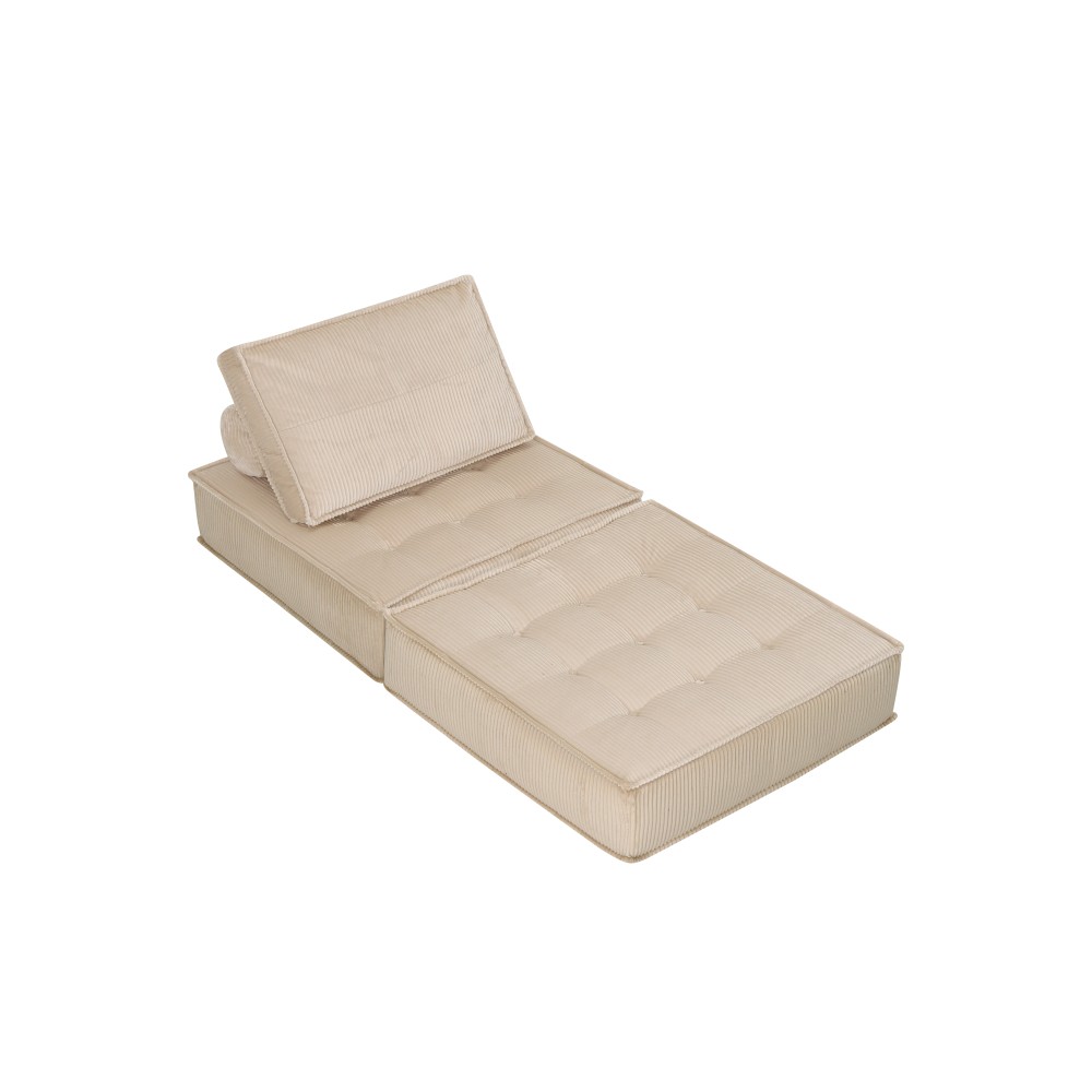 Modular Single Seater Sofa Camel Skin Friendly Fabric Foam Spring Padding