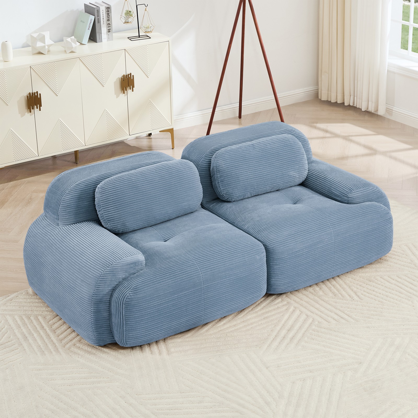 82” loveseat sofa in luxuryCorduroy Fabric modular for free combo separation cu