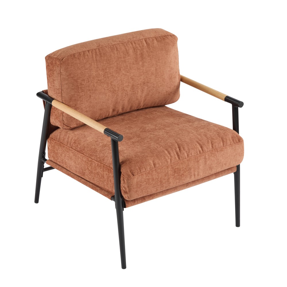 27.56″ Modern Accent Chair with Plush Cushions, Minimalist Metal Frame
