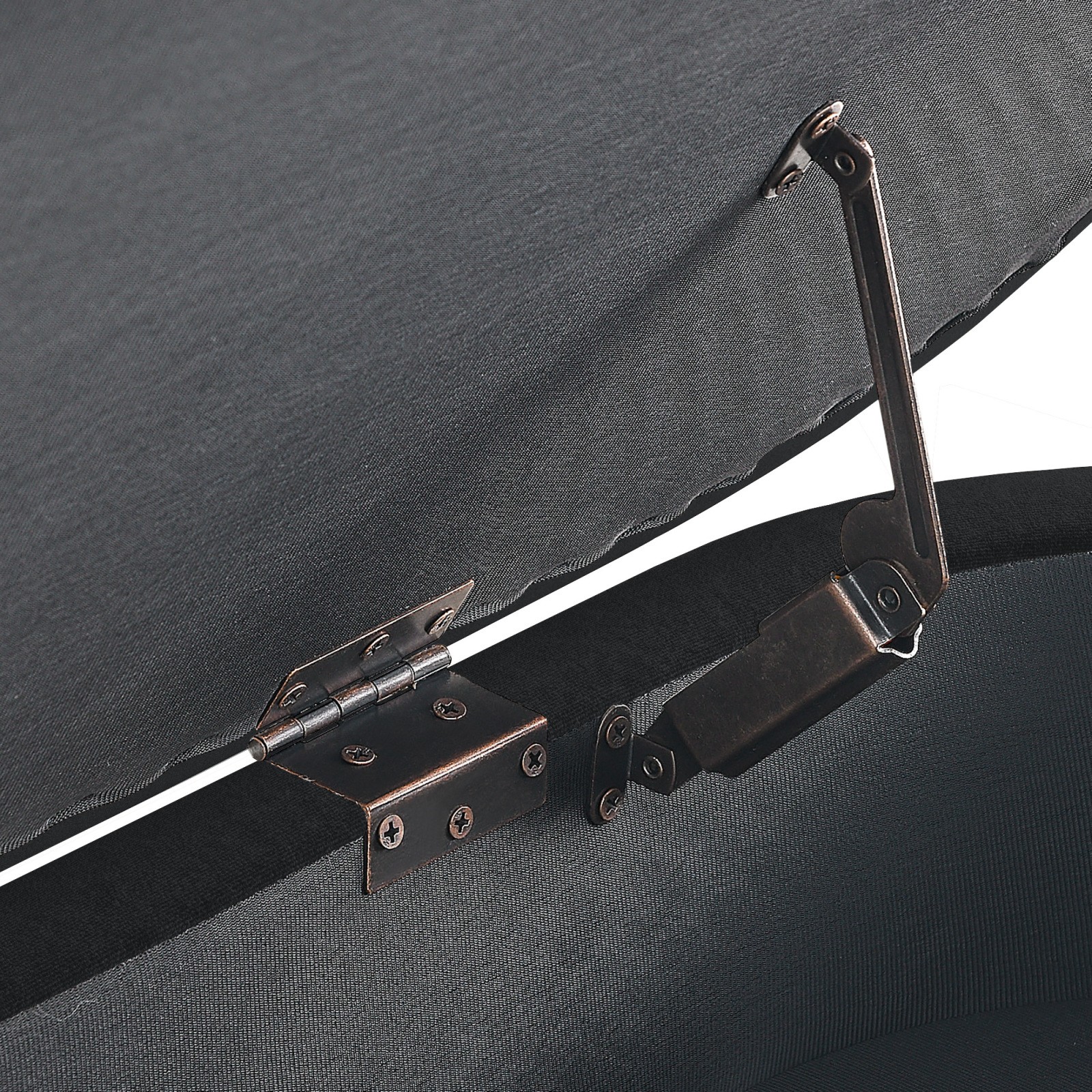 Flannel Ottoman Storage Bench, 43.5″x16″x16″, Black with Metal Legs