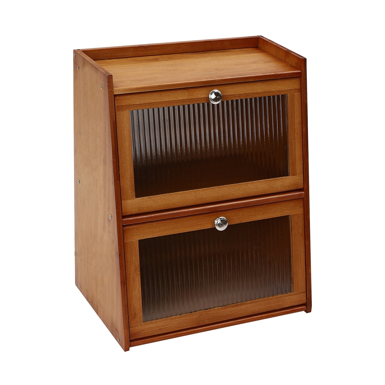 15.7×11×19.7 in 3-Tier Kitchen Storage Cabinet with Door, Dark Brown