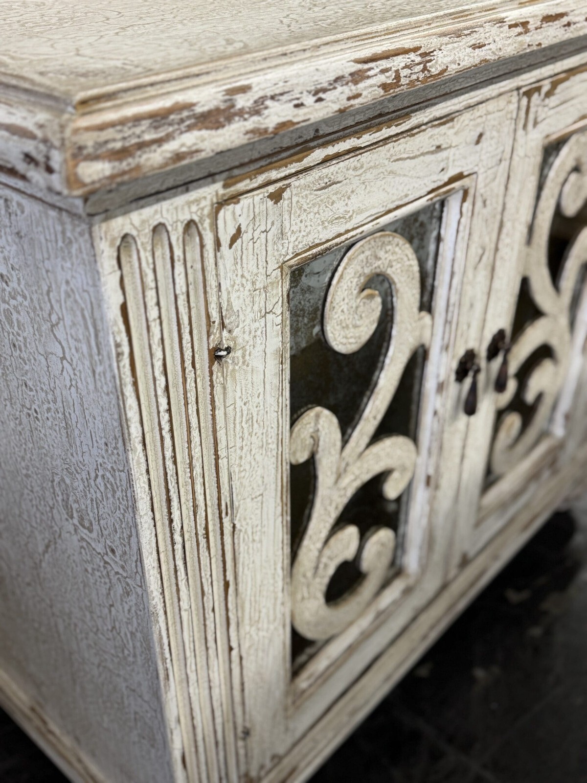 ALBA BED 82″ Tall VINTAGE WHITE | Juliette Collection | Handmade in Peru