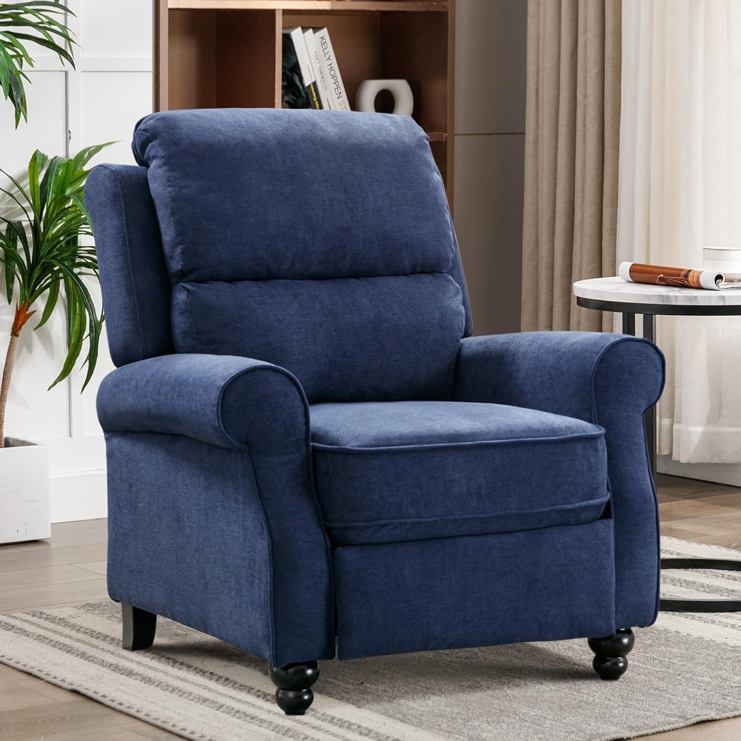 EBELLO Push Back Recliner Chair, Fabric Armchair Overstuffed Pushback Recliner