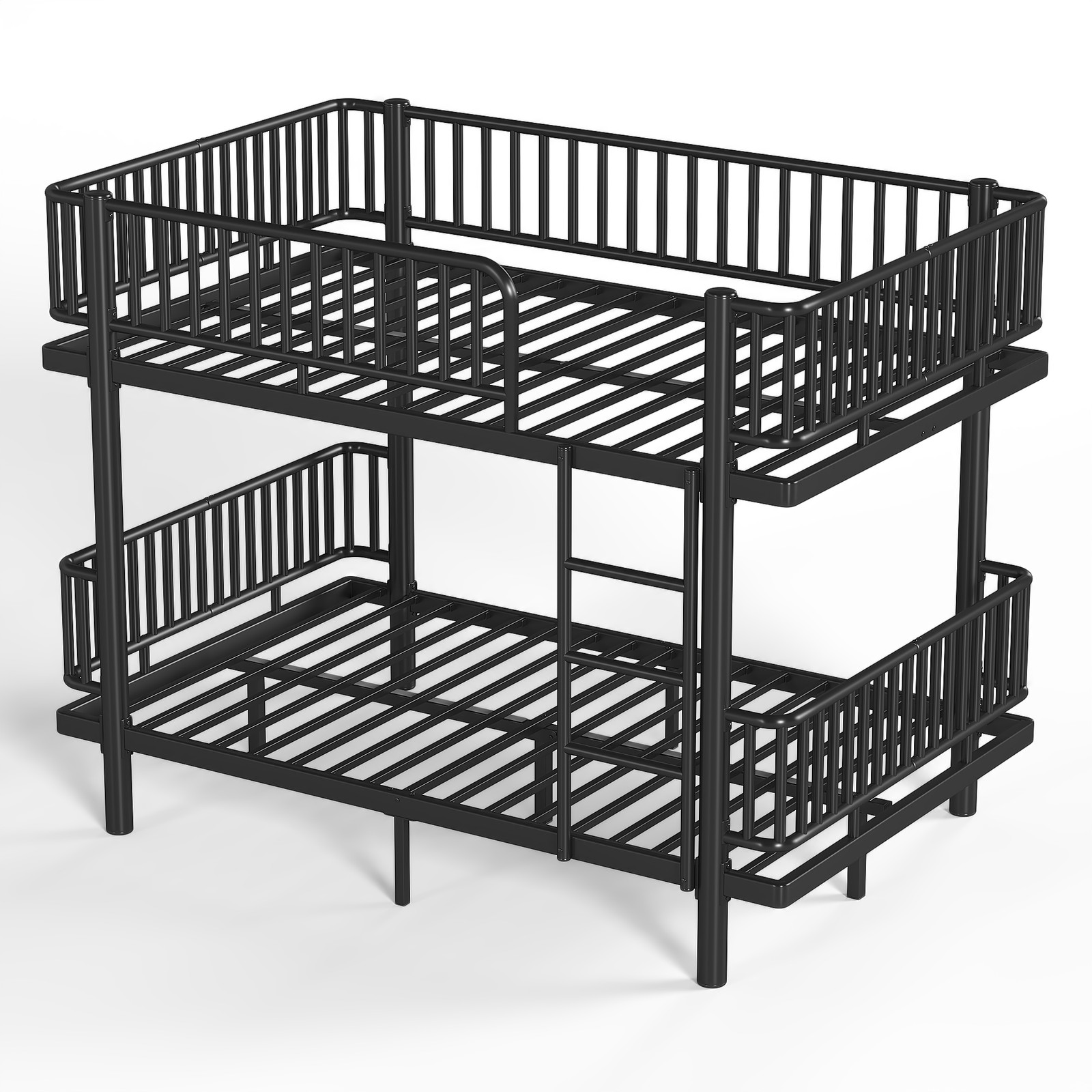 Full over Full/Queen over Queen Bunk Bed w/Ladders & Guardrails Metal Bunk Bed