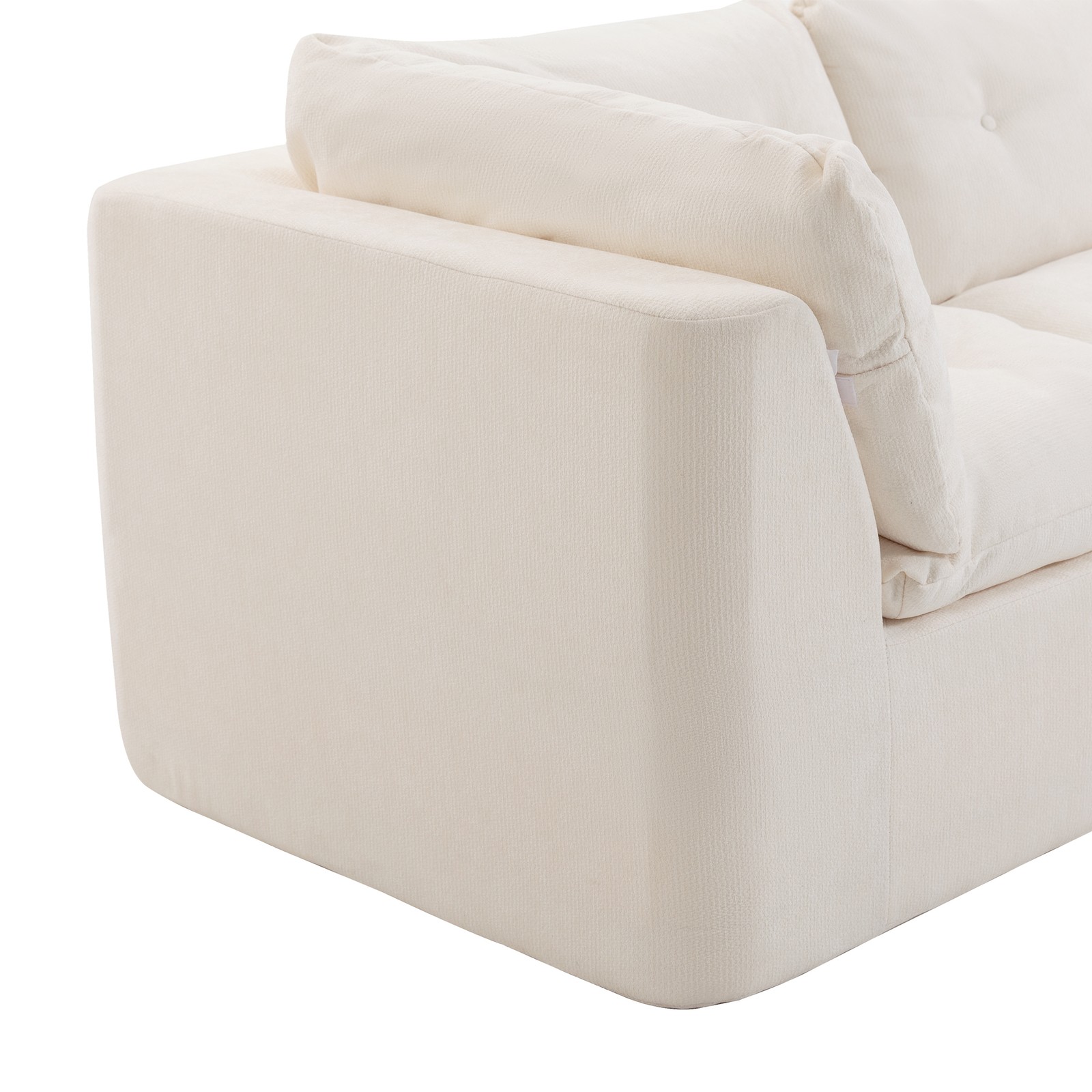 Modular Sectional Sofa Cloud L-Shaped 4-Seater Chenille Fabric Beige