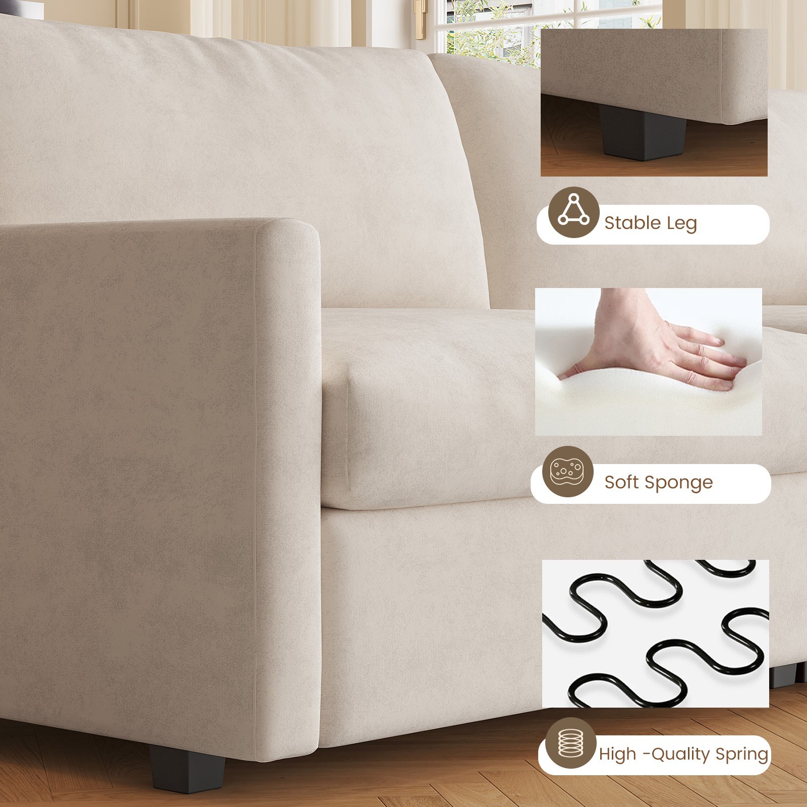 Polyester Loveseat Sofa,2 Seater Sofa With 2 Pillows,Sofa Couch For Living Room
