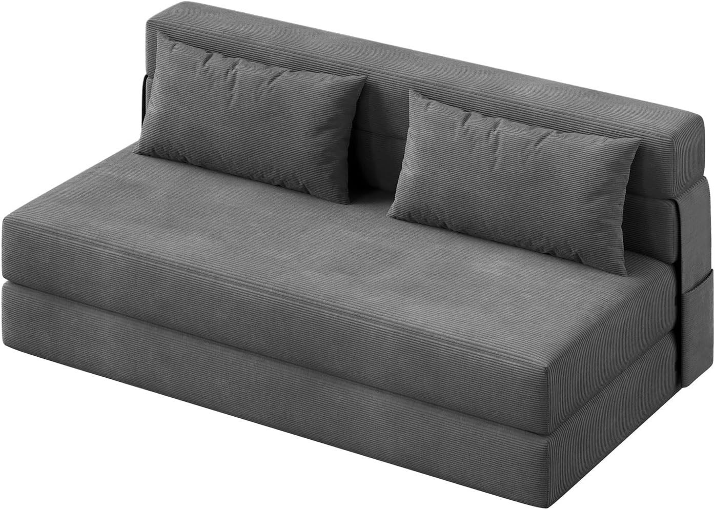 Tufted‑Floor‑Structure Composes The 4‑in‑1 Folding Sofa Bed, Dark‑Gray Convertib