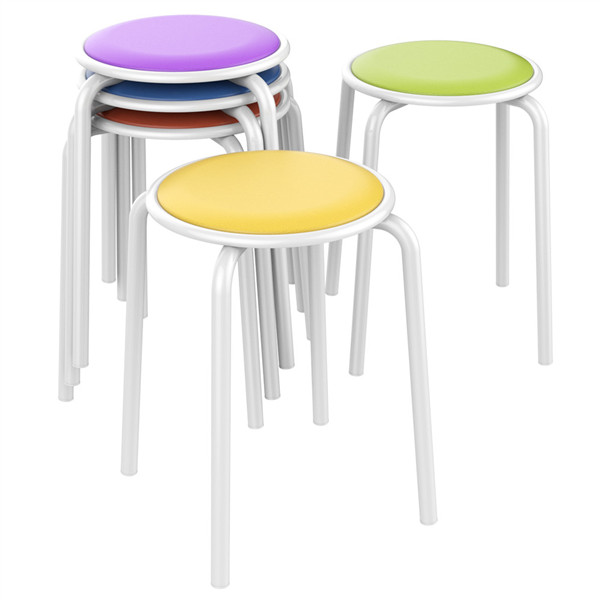 5pcs Stack Stools Classroom Stools Chairs for Kids Students Padded Seat 17.7″ H