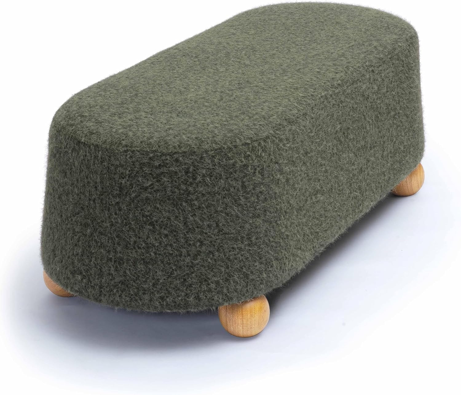 Jaine Forest Green Mohair Large Ottoman – Stylish and Cozy Seating Option