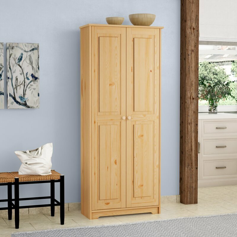 Unfinished Pine Pantry Storage Cabinet Laundry Home Office Organizer Cupboard