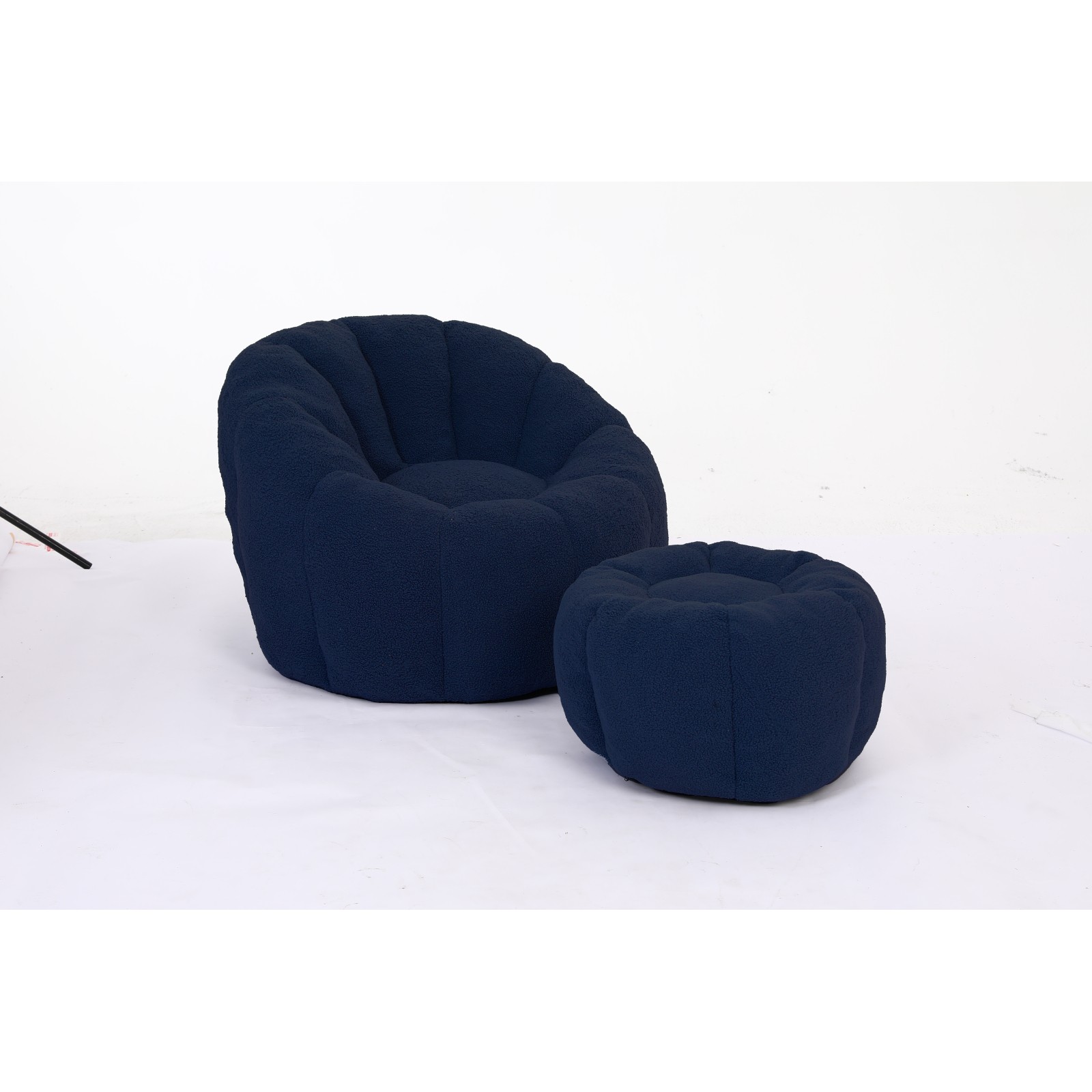 Giant Bean Bag Chair with Memory Foam Filler Dark Blue Teddy Fabric