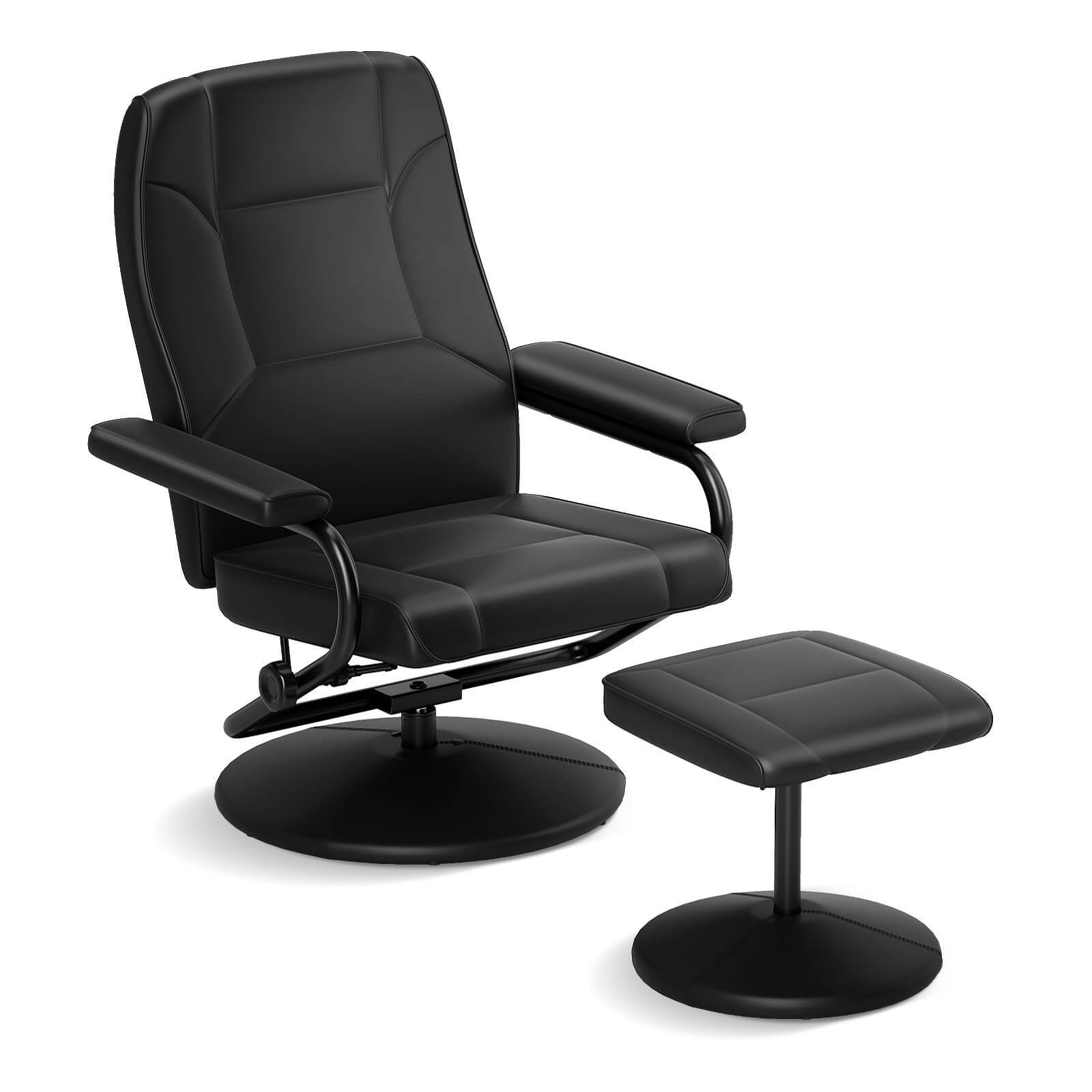 Reclining Chair w/ Ottoman Adjustable Backrest Padded Seat Footrest for Bedroom