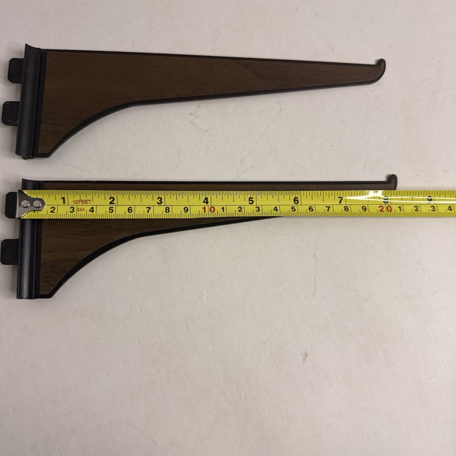 Vintage Wood Grain Shelf Brackets Wall Mount Pair 8.75” Retro Laminate