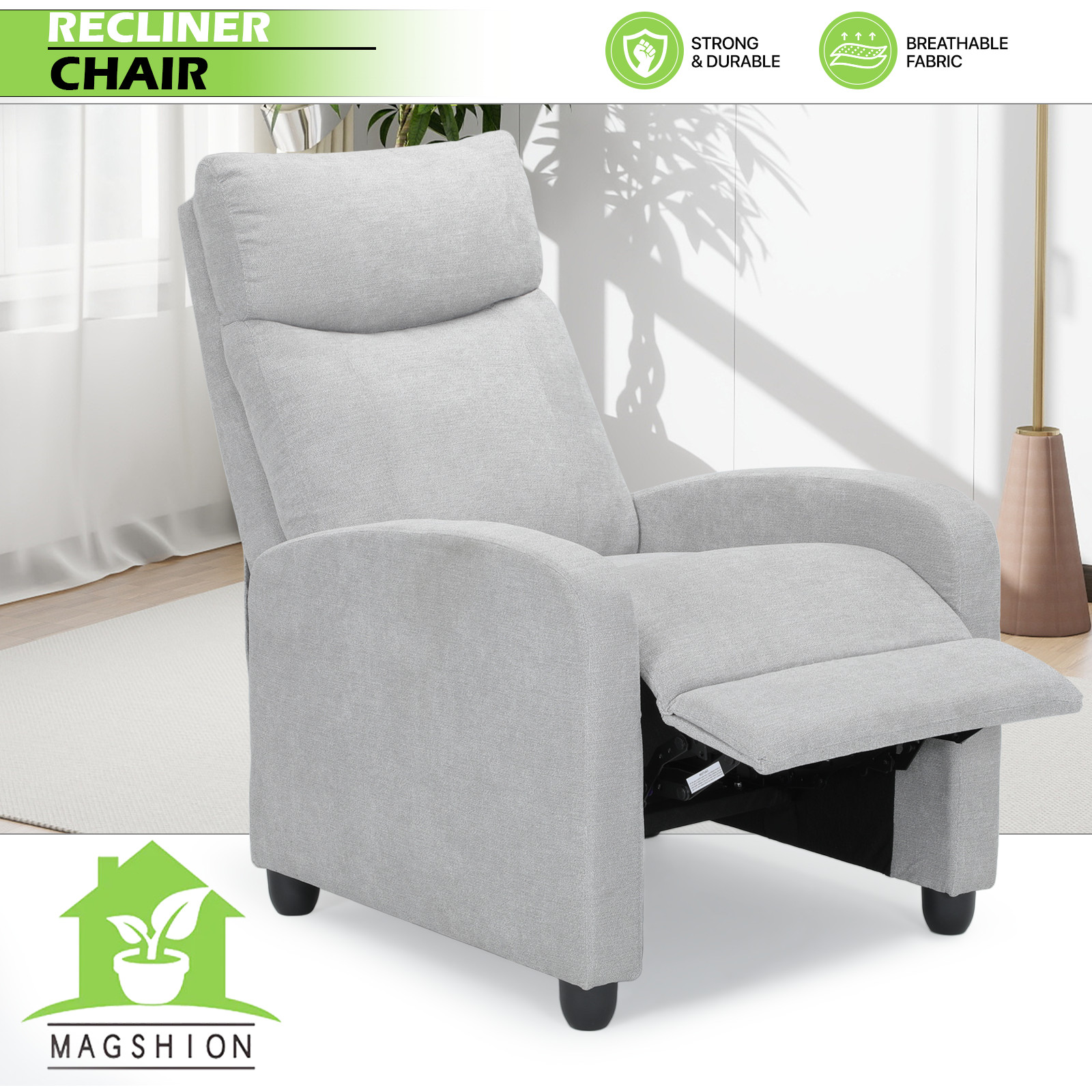 Gray Recliner Chair Lazy Chair Single Sofa Home Living Room Modern Theater Seat