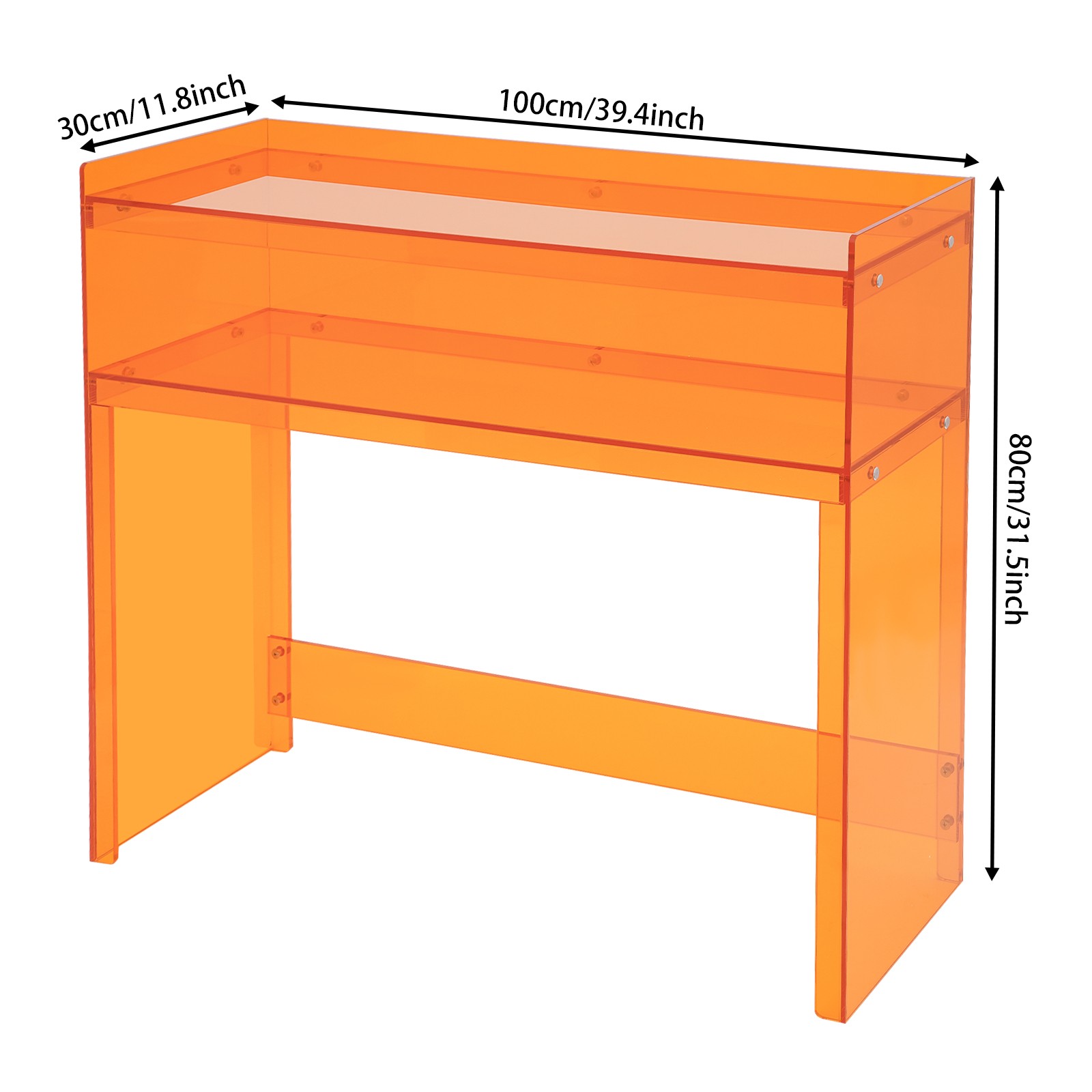 NEW Acrylic Desk Small Entryway Table with Open Shelves Entry Table 100*30*80cm