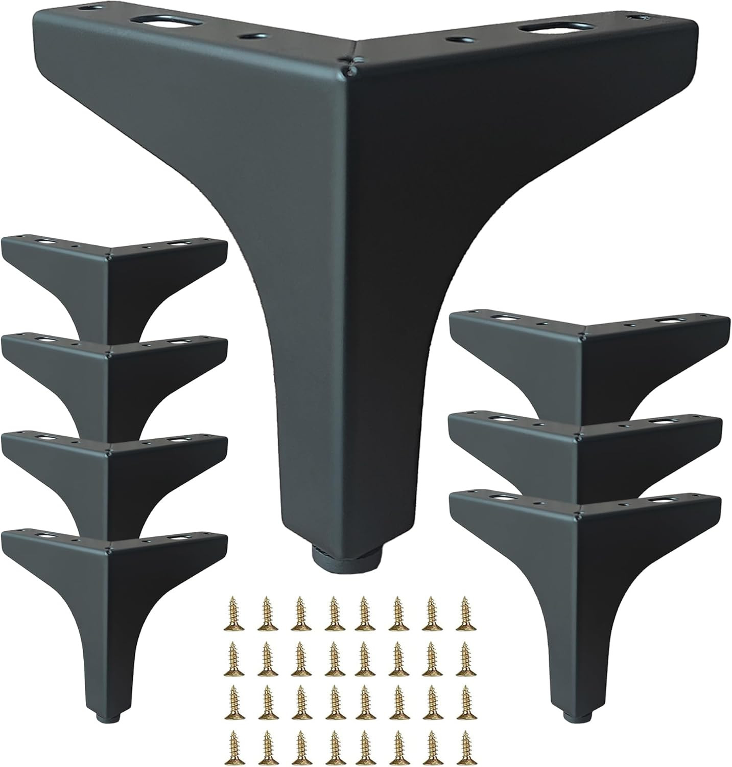 4 Inch Matte Black Metal Furniture Legs,Set of 8,1.4Mm Thick | DIY Replacement