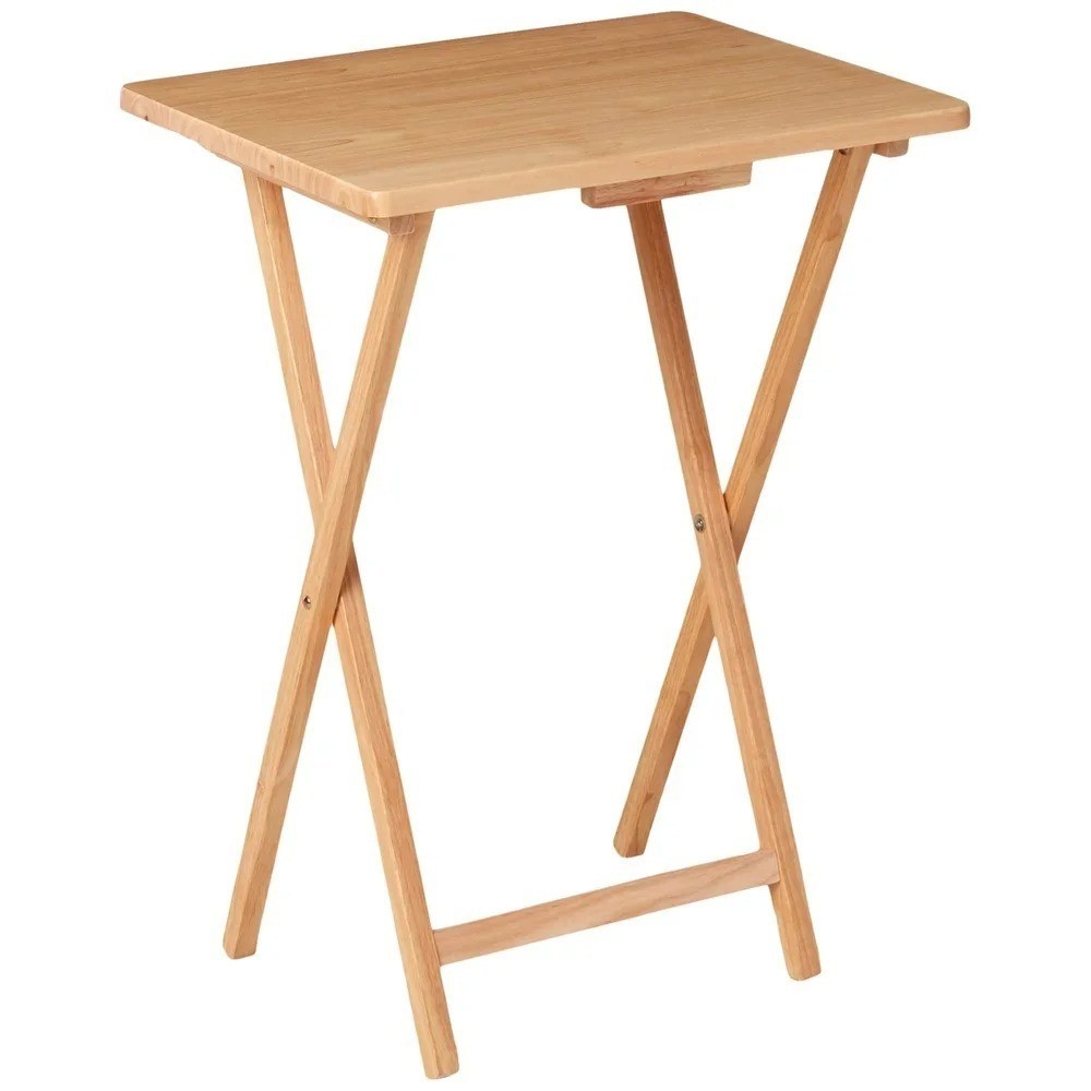 Indoor Folding TV Tray Table Portable Lightweight Solid Rubberwood Space Saving