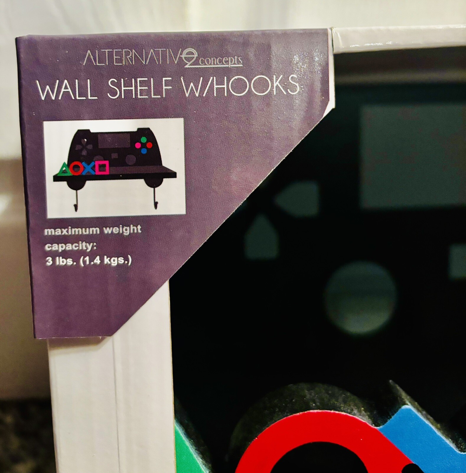 PlayStation Video Game Controller Wall Shelf With Hooks