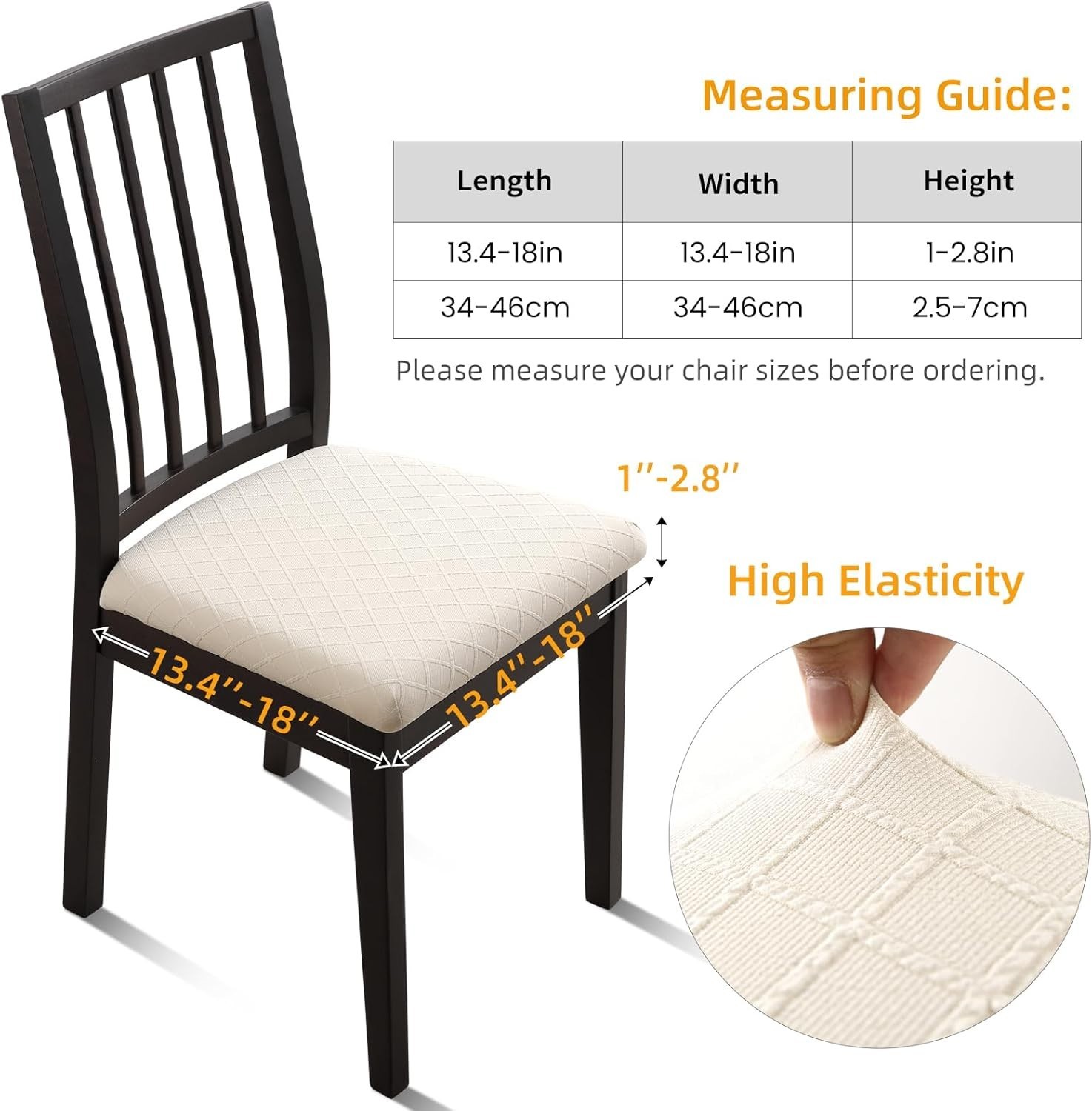 Waterproof Chair Cover for Dining Room Kitchen Set of 6 Beige Stretch Washable