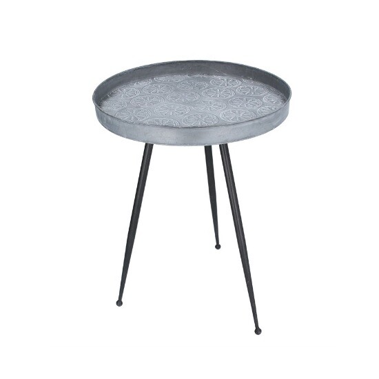 Small Galvanised Metal Table 49.5cm Lemon Design by Gisela Graham