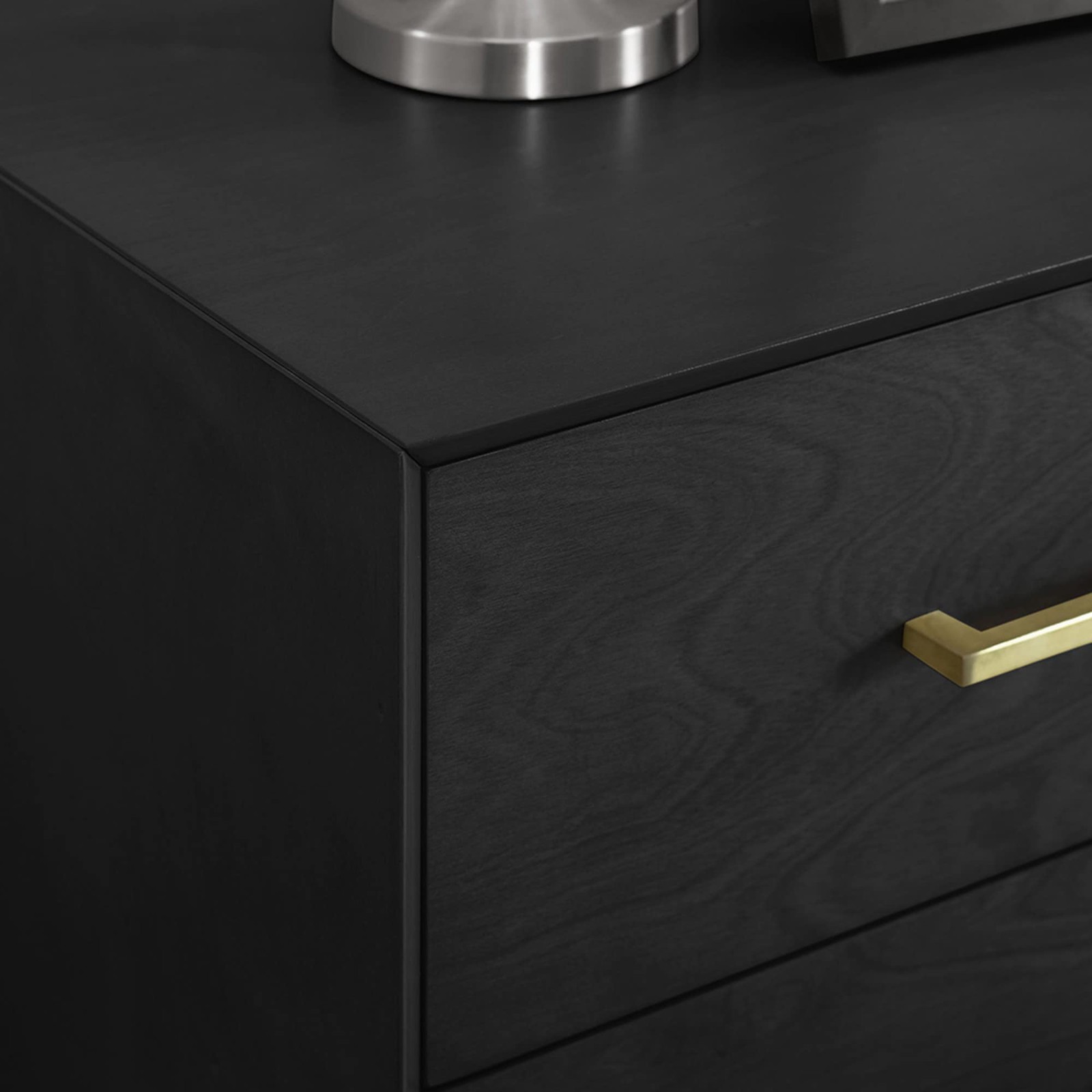 Metro Drawer Nightstand Bed Side Table, Black