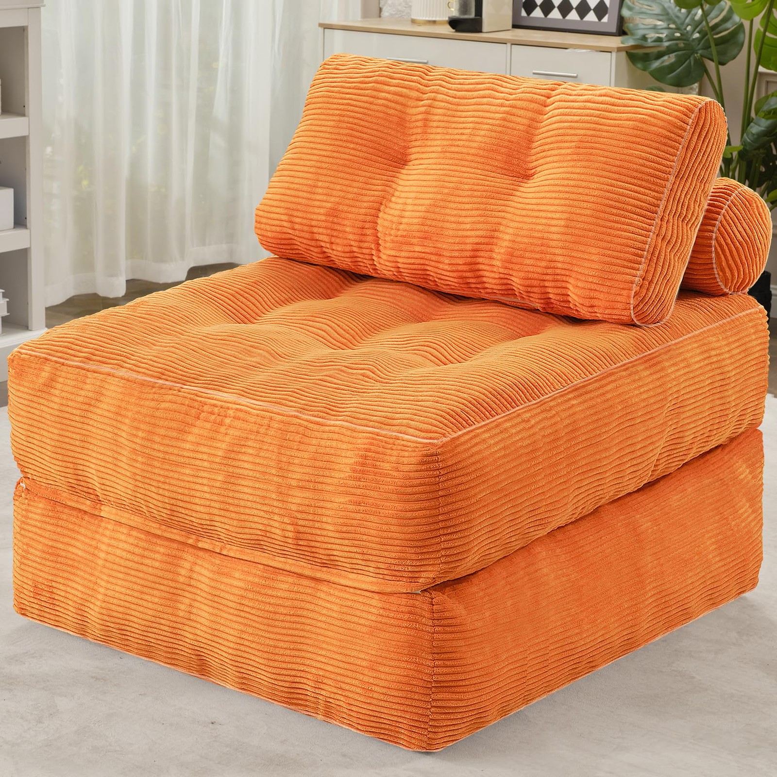 Folding Sofa Bed, Convertible Sleeper Chair Bed w/Dual-Pillow & Handle, Folda…