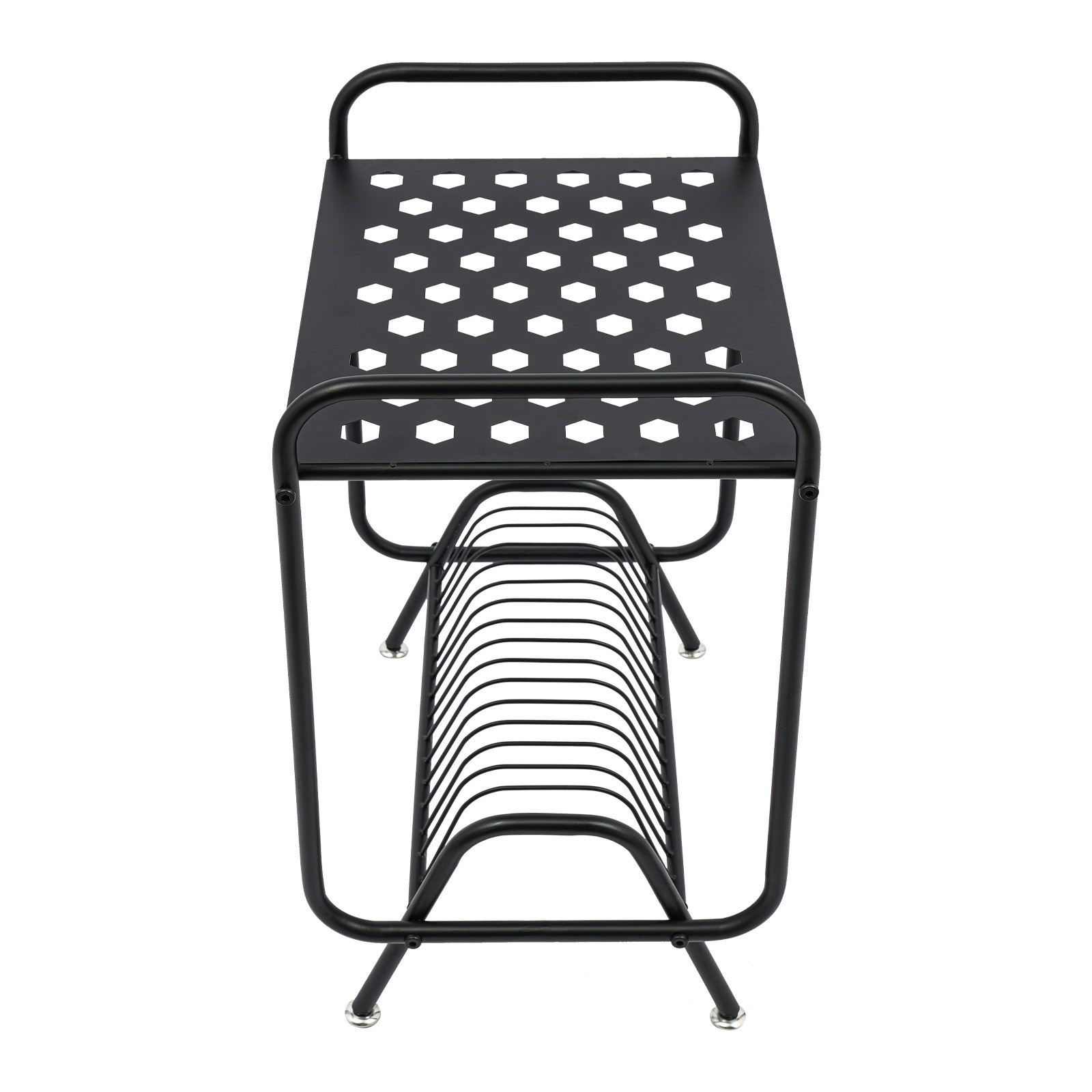Vinyl Record Storage Holder Rack Black Metal Record Player Stand With Storage