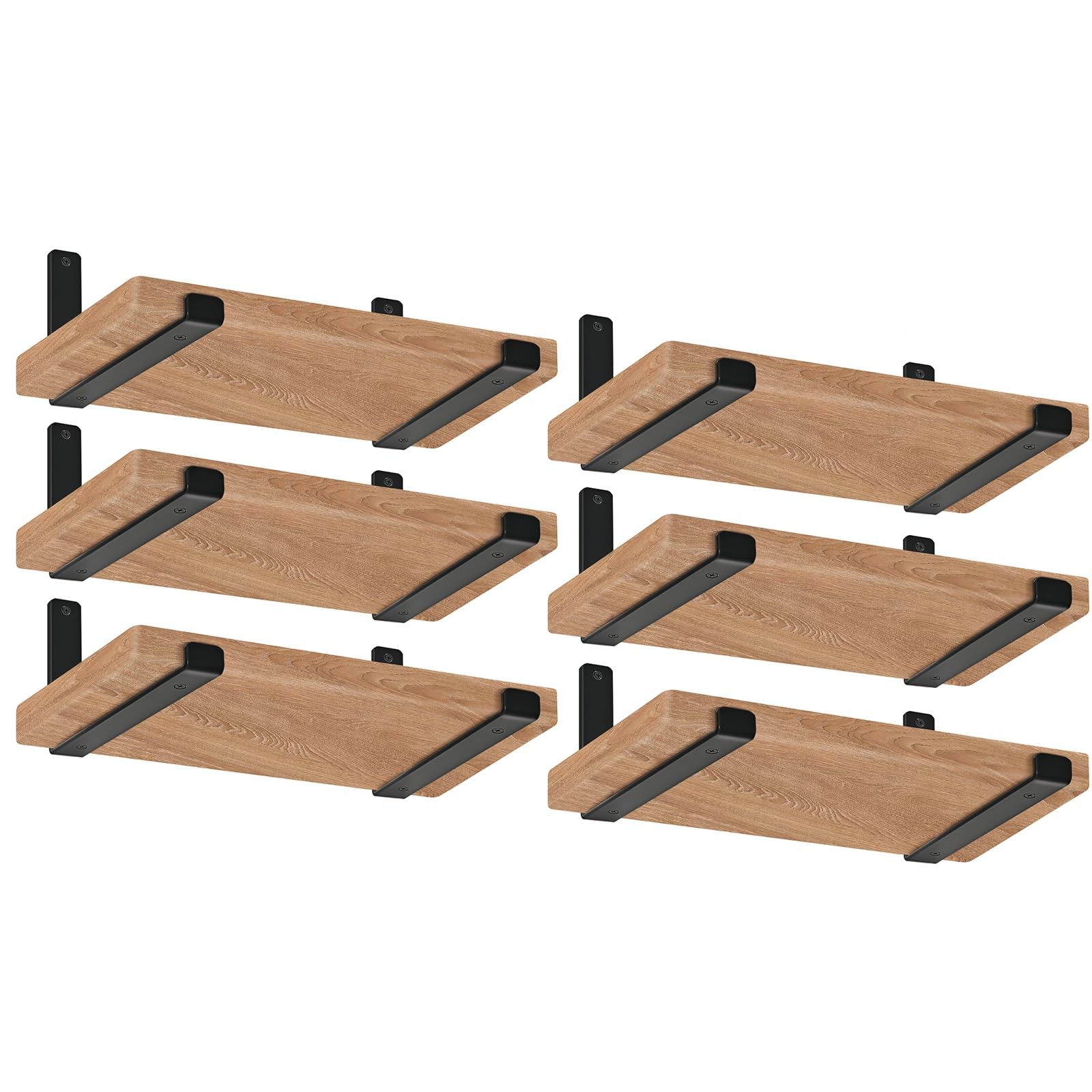 12 Pack – 11.25″ L x 6″ H x 1.5″ W J Lip Shelf Brackets Rustic Farmhouse Iron Wa