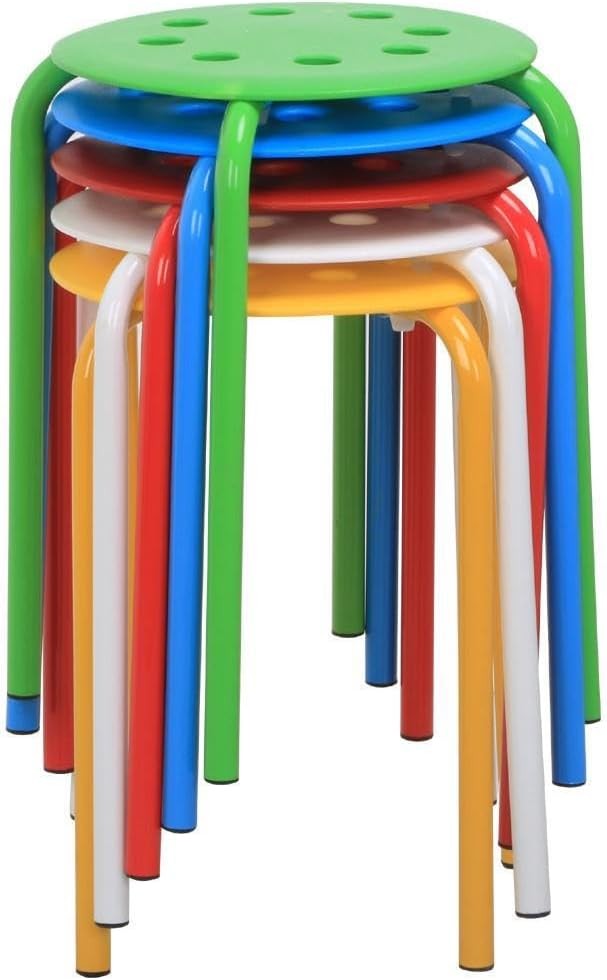 Stackable Stools Set of 5 Classroom Flexible Seating Multicolor | Stackable