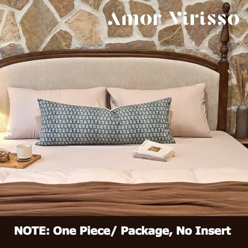 Floral Pillow Covers 14×36 Couch Pillows for 36″ x 14″ (Pack of 1) Dusty Blue