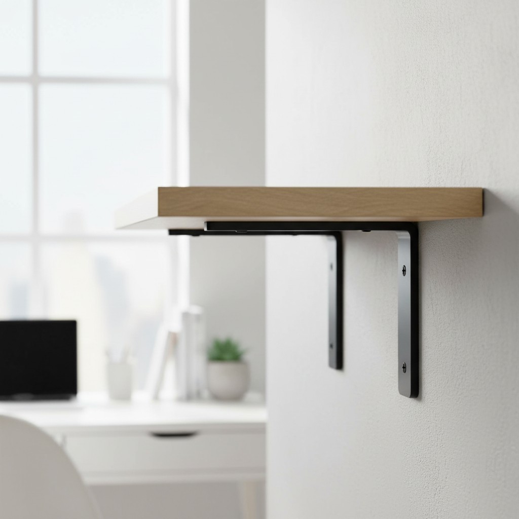 Durable 4 Pack of Black Metal Shelf Brackets, 100lb Support, Easy Install