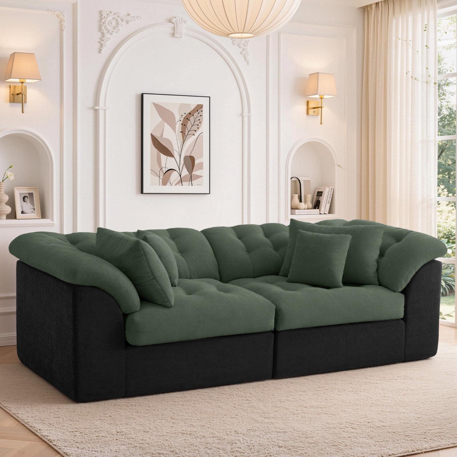 Korser 104″ Cloud Boneless Loveseat Sofa Deep Seats 4 Pillows for Living Room