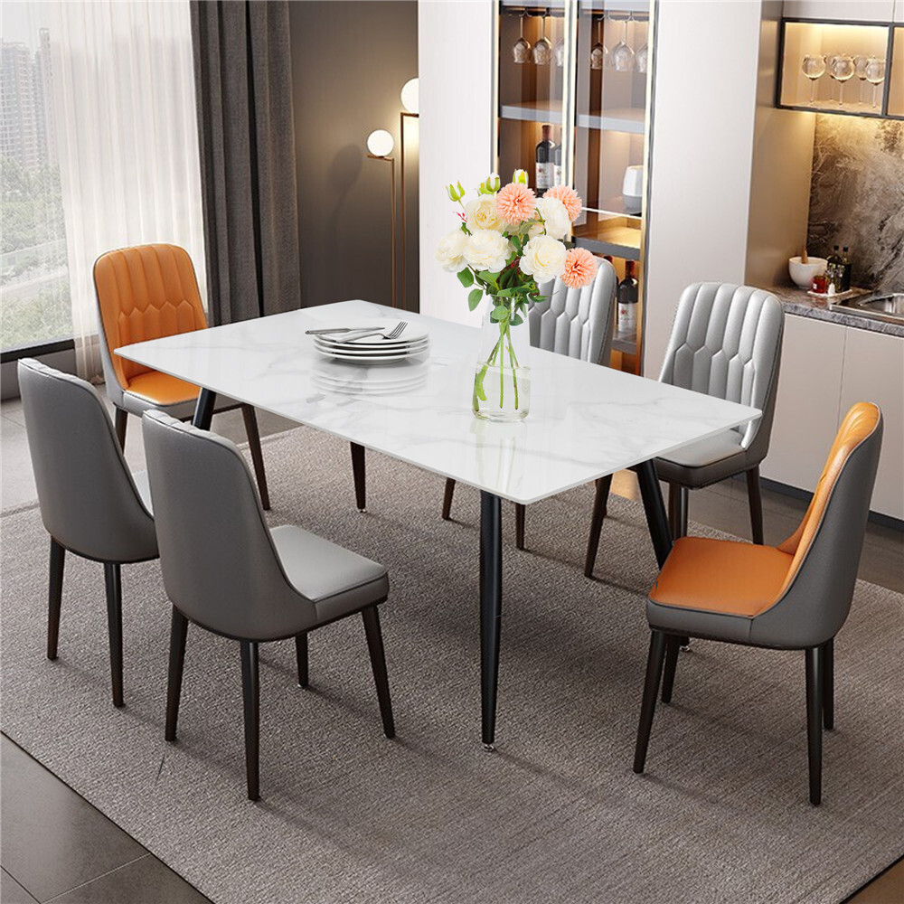 47.2″ Solid Marble Medium Dining Room Table Kitchen Slab Dinner Table Waterproof