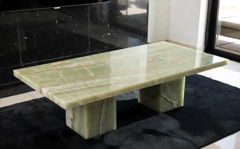 Handmade Green Onyx Coffee Table | Premium Stone Center Table