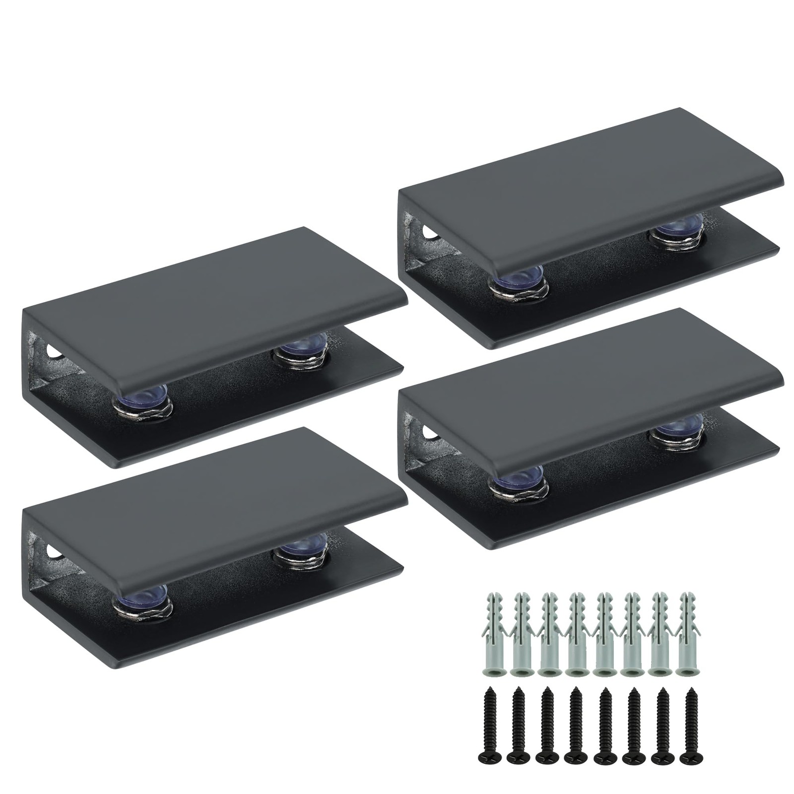Glass Shelf Brackets Black,Holders for 6-10mm Thick Shelves,4P