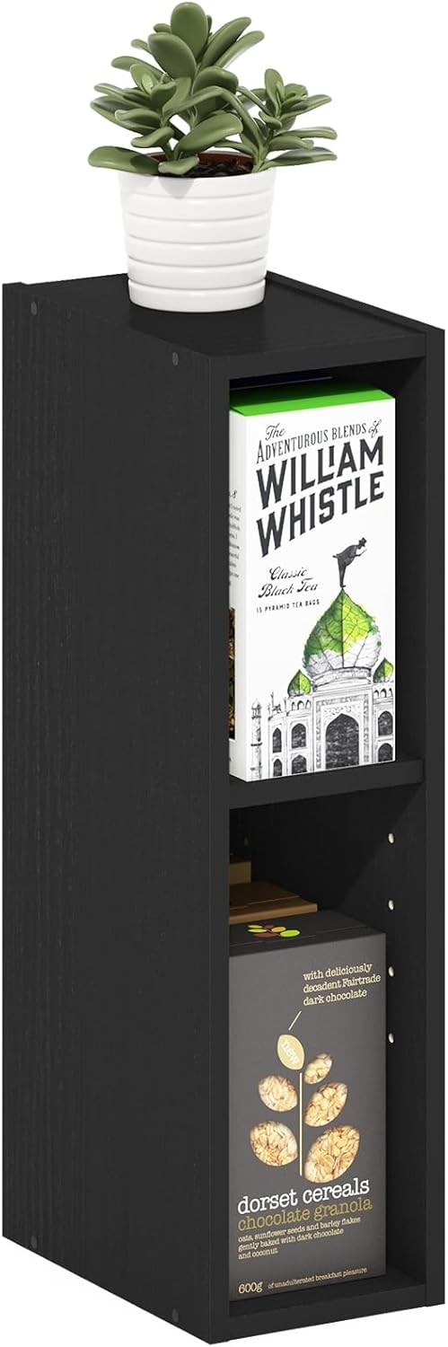 Fulda Book Shelf 2-Tier Narrow Bookshelf Bookcase W/ 6-in Width Storage Shelf