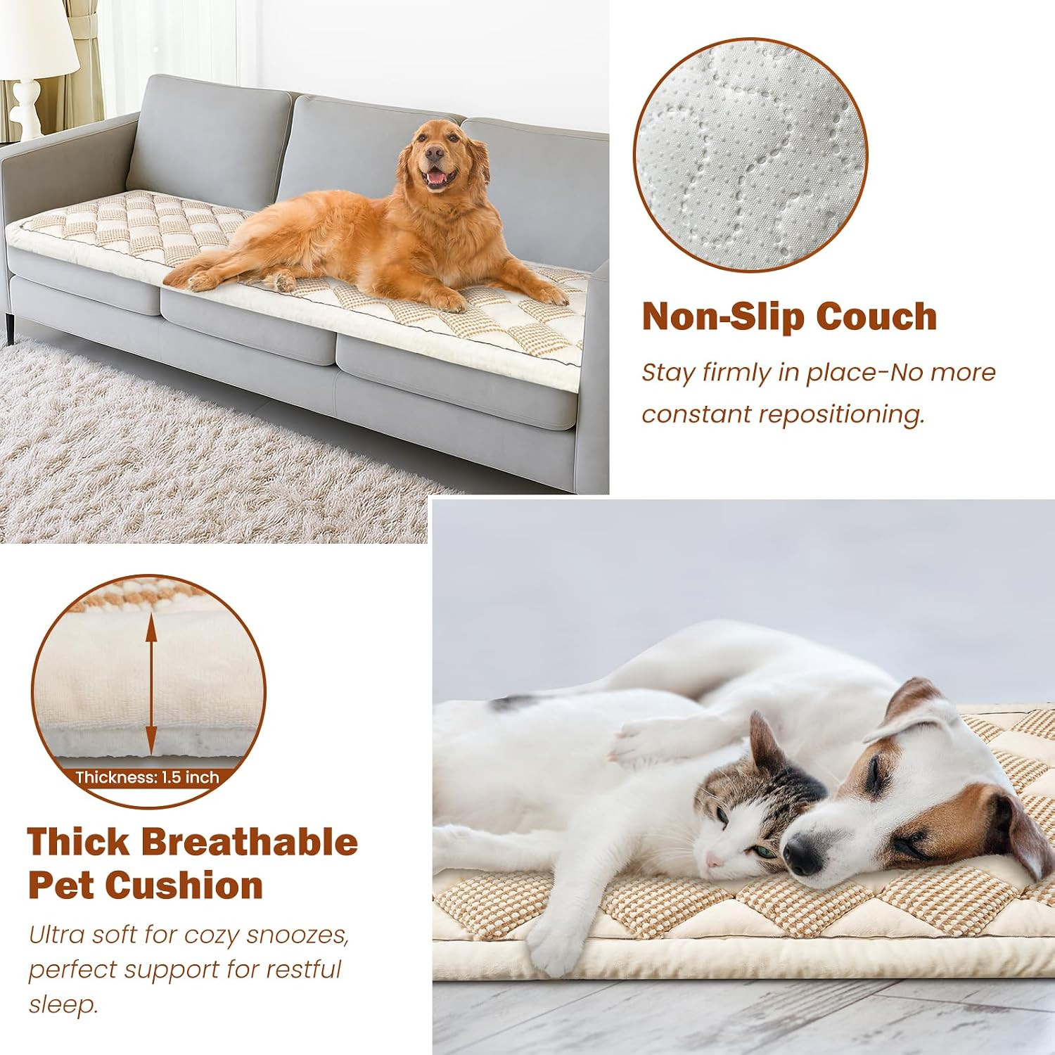 Stylish Checkered Couch Cover for Dogs – Washable Non-Slip Sofa Protector