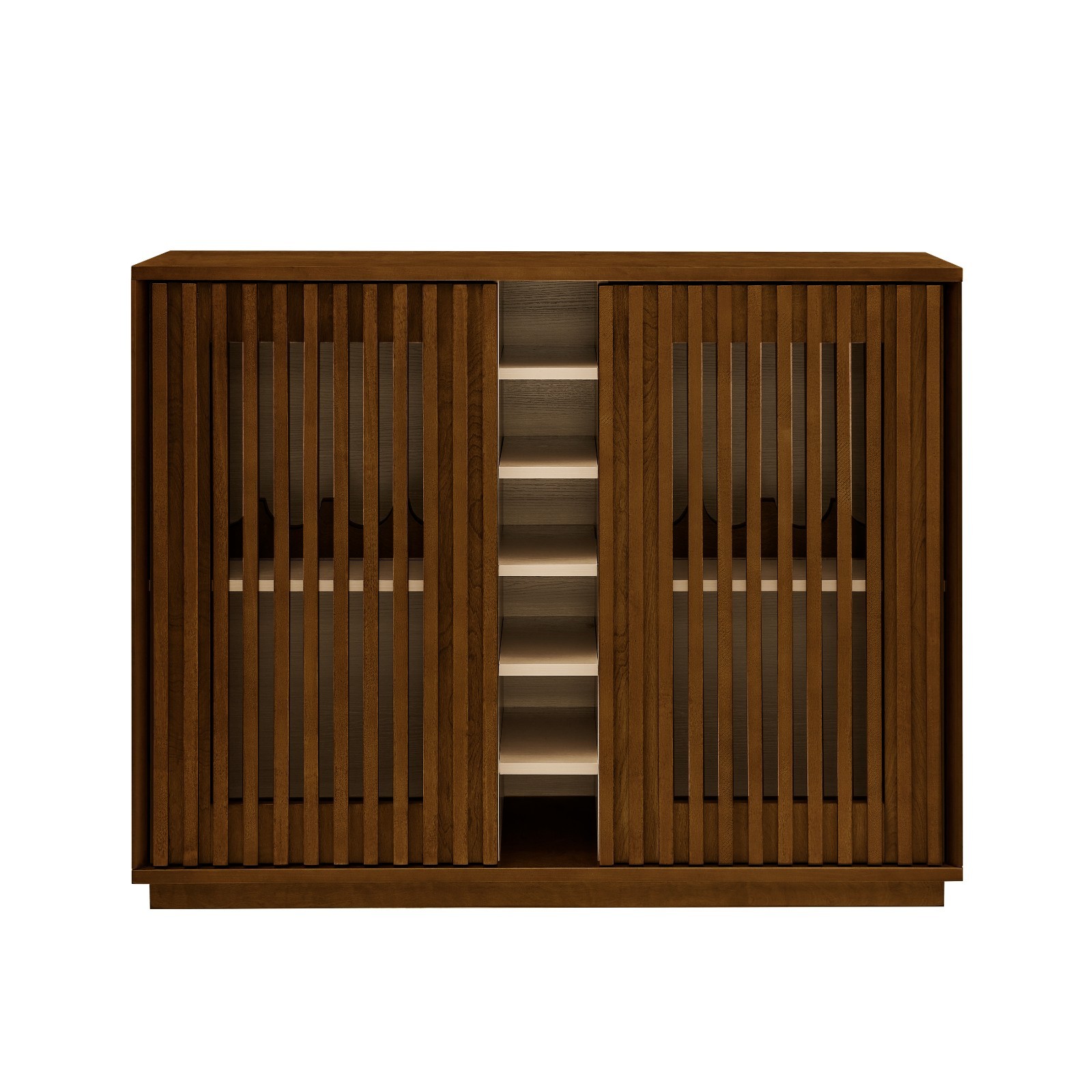 Modern Fluted Liquor Cabinet Storage Cabinet with Wine Glass Holder & Wine Rack