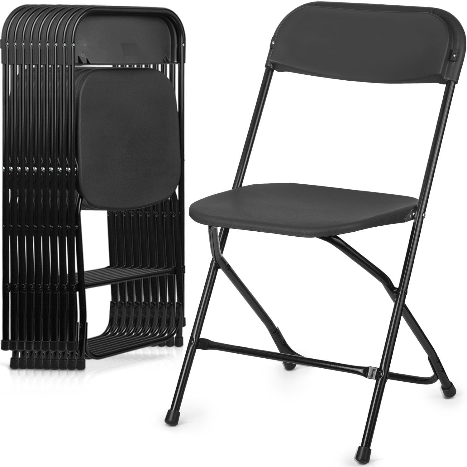 Plastic Folding Stackable Chairs Seat -Office Home Event Wedding Party (10 Pack)