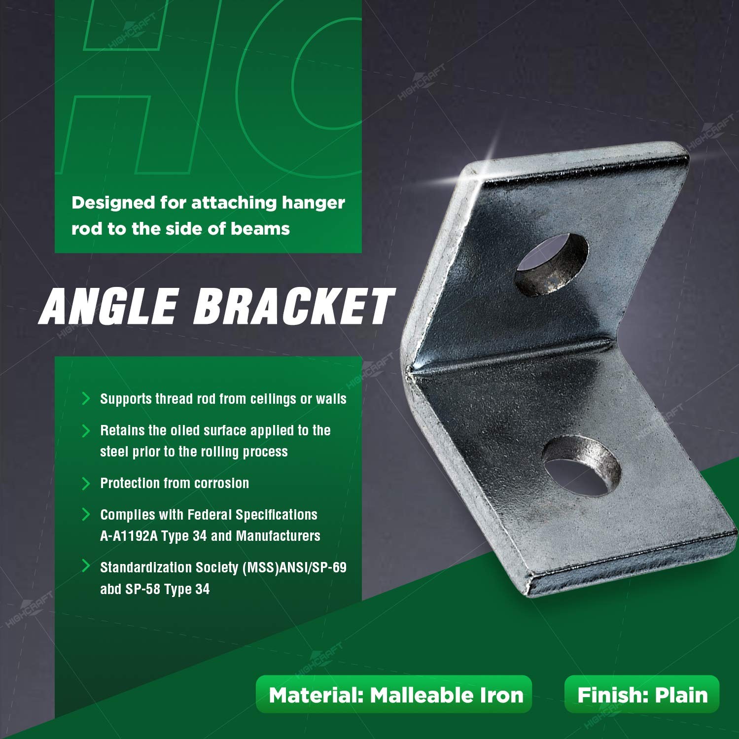 Shelf Brackets Heavy Duty L Corner Brace 1/2 Inch Bolt Malleable Iron 10 PCS