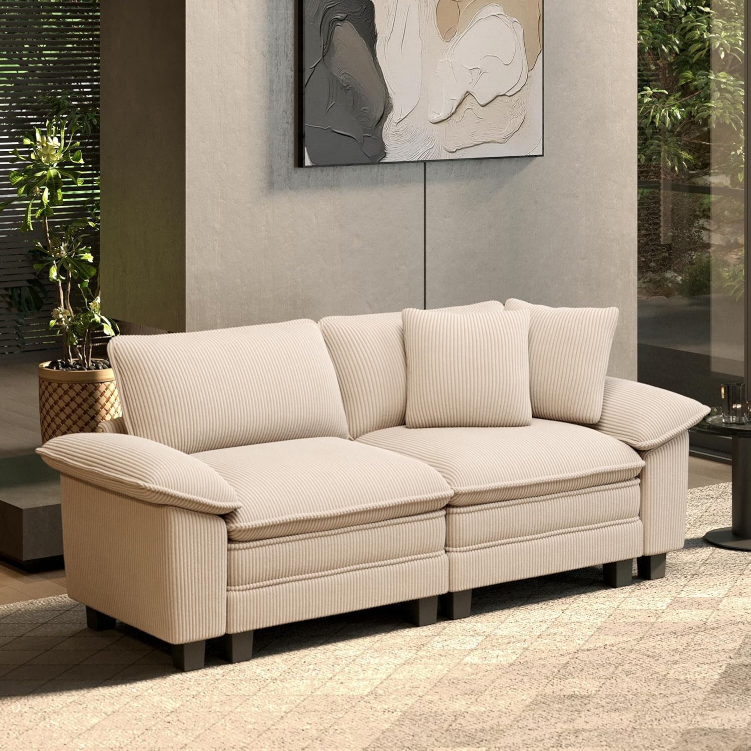 Modular Sectional Sofa Corduroy Cloud Couch w/ Chaise & Cushion 7/5/4/3/2/1-Seat