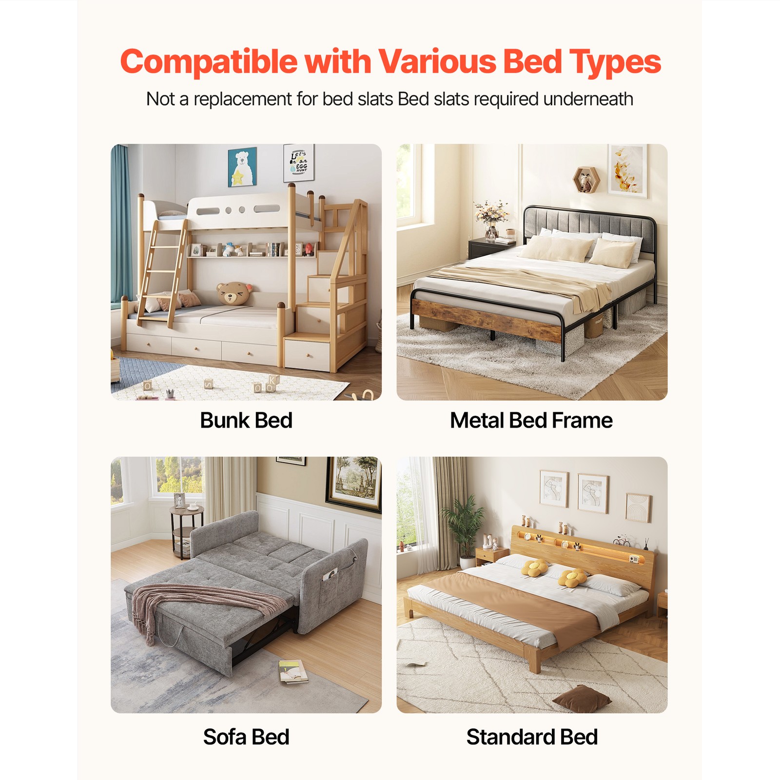 Uimoso Foldable Cal King Bed Board for Mattress Support on Metal Frames
