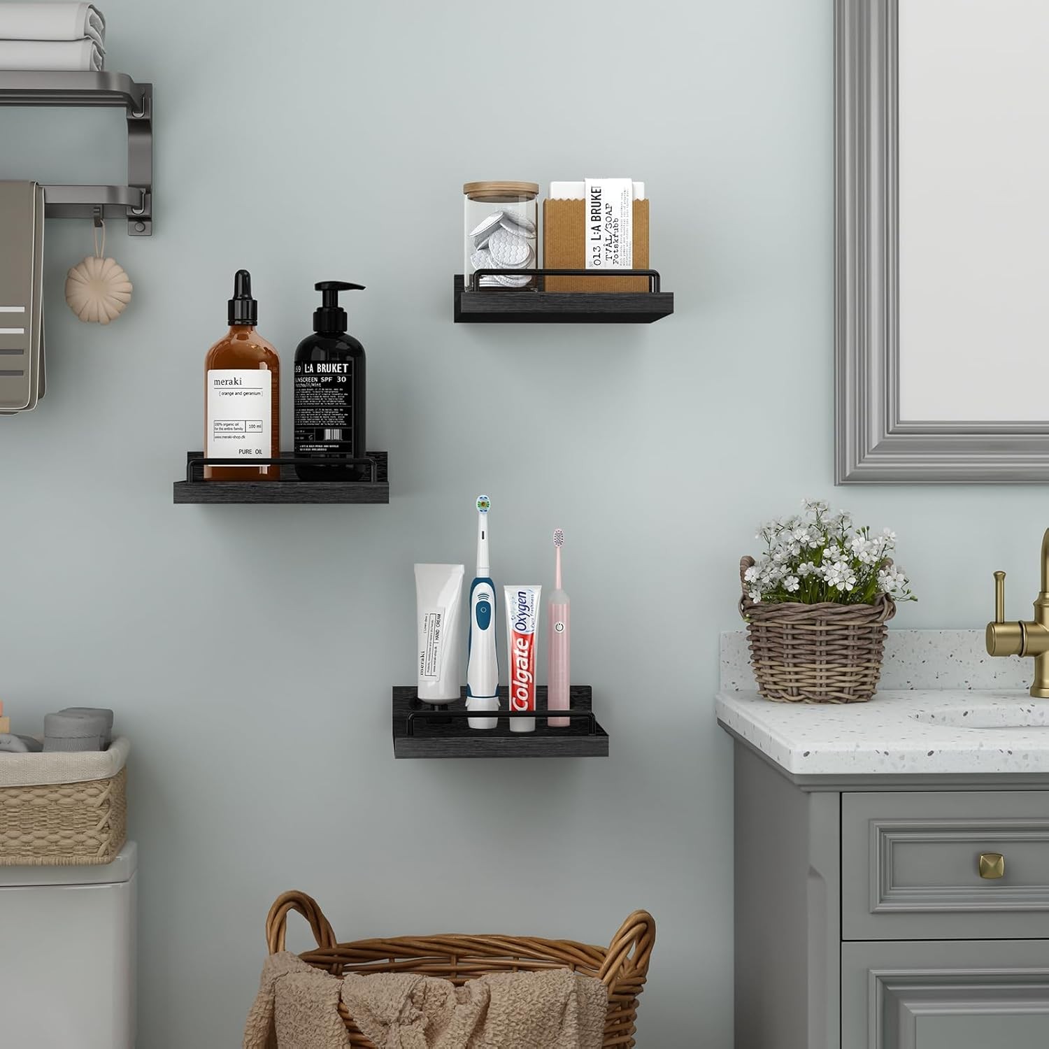 Small Floating Shelf, 6 X 6 Inches Farmhouse Wall Shelves for Living RoomBedroom