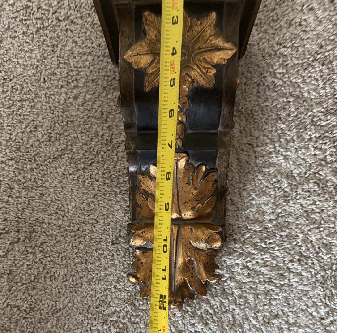 Ornate Corbel Black and Gold Hollywood Regency/Baroque Style Wall Sconce
