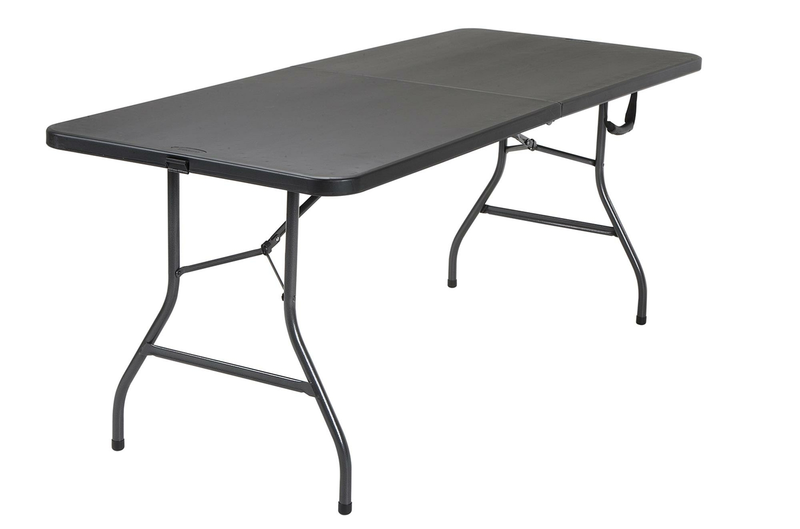 Black 6 ft Folding Table Garage Sale Portable Centerfold Resin Metal Picnic Yard