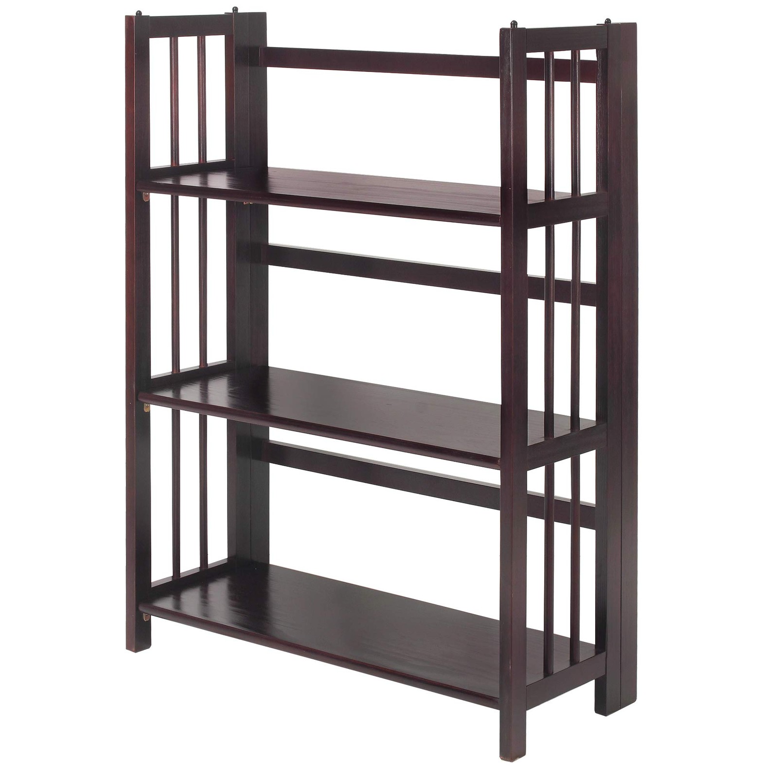 3 Shelf Folding Stackable Bookcase, 27.5″ Wide, Espresso