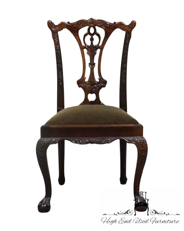 HENREDON FURNITURE Solid Mahogany Traditional Chippendale Style Dining Side C…