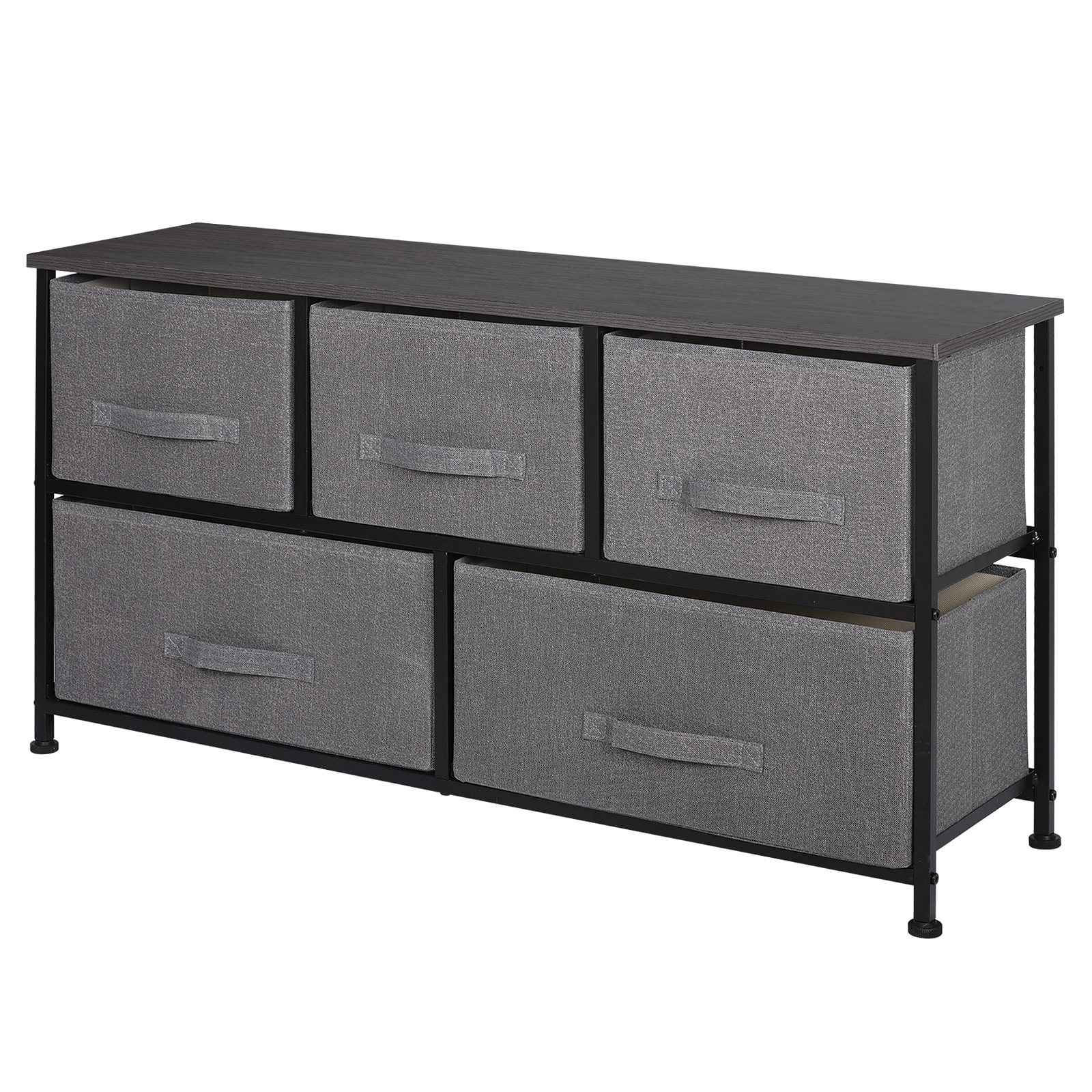 MDF Metal Frame Home Dresser Storage Tower Rack Organizer 5 Drawers 21.3″H, Gray